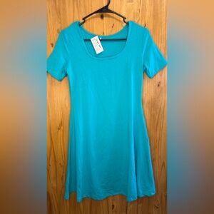 Source Unknown Turquoise Scoop Neck Short Sleeve T-shirt Dress